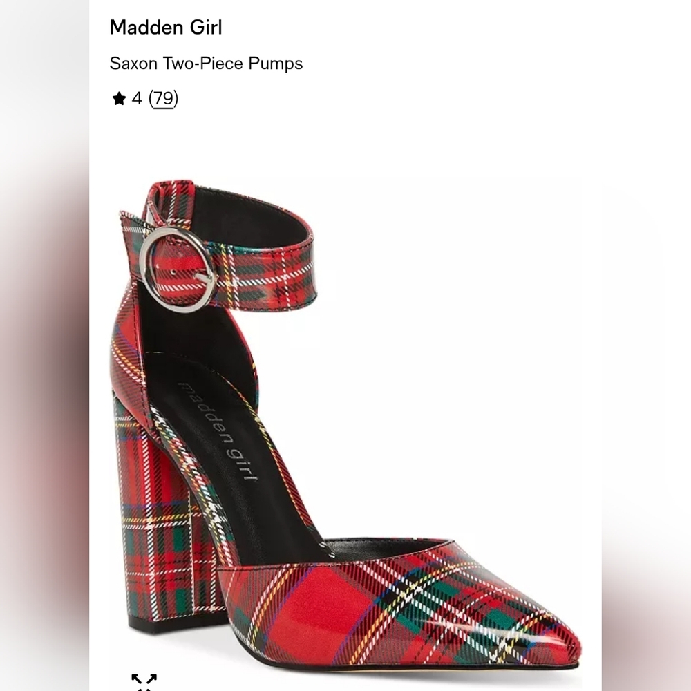 Madden Girl Red Plaid Ankle Strap Heels